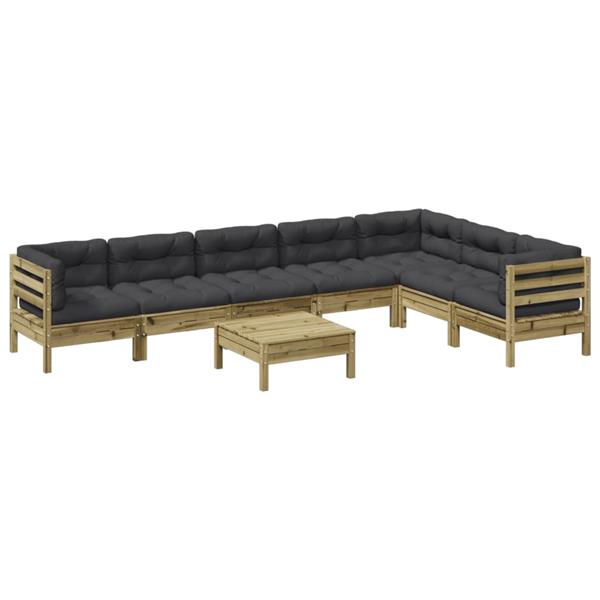 Grote foto vidaxl 8 delige loungeset met kussens ge mpregneerd grenenhout tuin en terras tuinmeubelen
