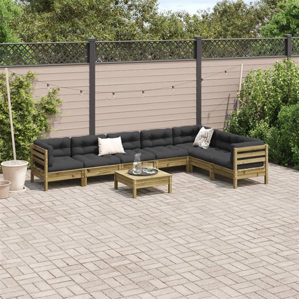 Grote foto vidaxl 8 delige loungeset met kussens ge mpregneerd grenenhout tuin en terras tuinmeubelen