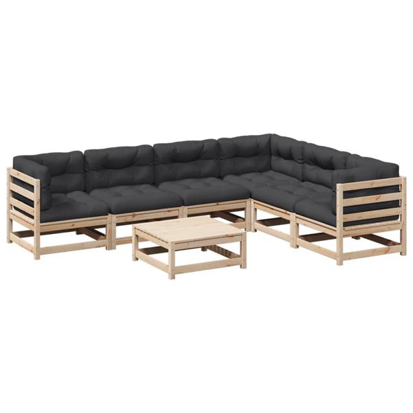 Grote foto vidaxl 7 delige loungeset met kussens massief grenenhout tuin en terras tuinmeubelen
