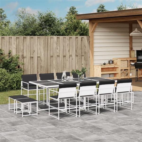Grote foto vidaxl 13 delige tuinset met kussens textileen wit tuin en terras tuinmeubelen