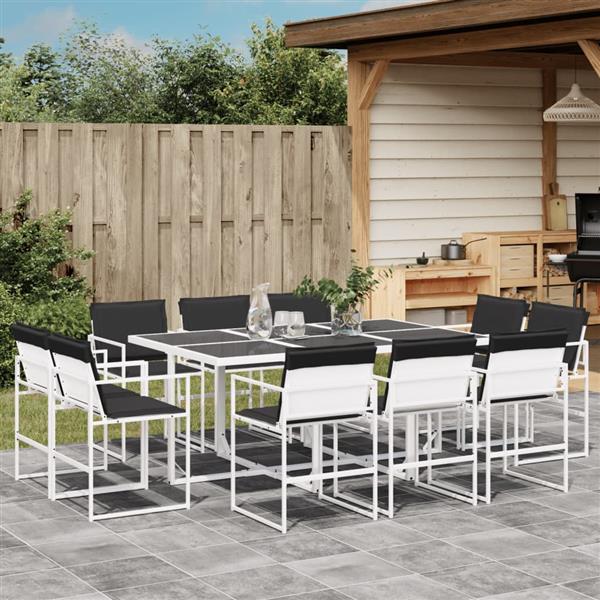 Grote foto vidaxl 11 delige tuinset met kussens textileen wit tuin en terras tuinmeubelen