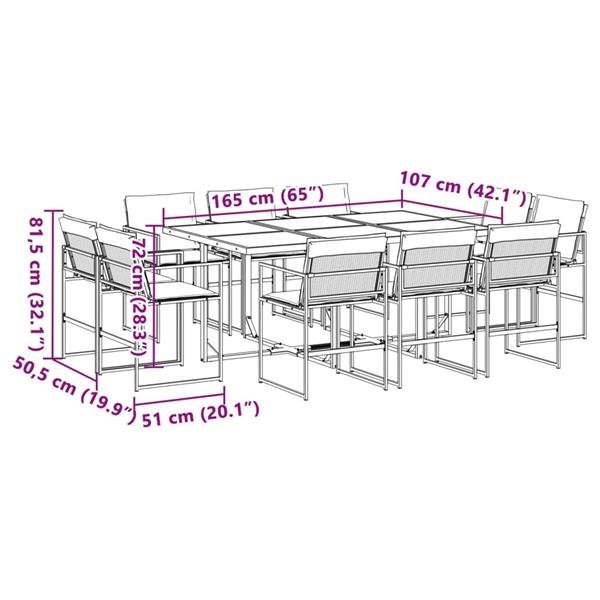 Grote foto vidaxl 11 delige tuinset met kussens textileen wit tuin en terras tuinmeubelen