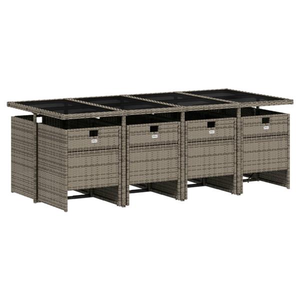 Grote foto vidaxl 9 delige tuinset met kussens poly rattan grijs tuin en terras tuinmeubelen