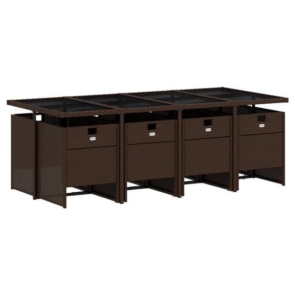 Grote foto vidaxl 9 delige tuinset met kussens poly rattan bruin tuin en terras tuinmeubelen