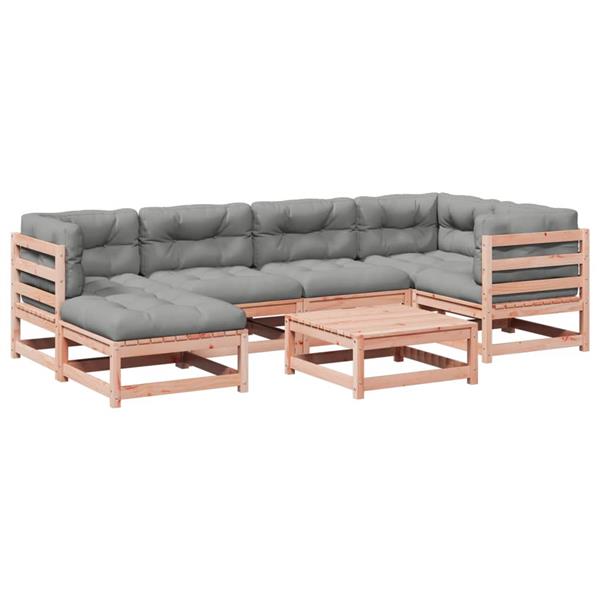 Grote foto vidaxl 7 delige loungeset met kussens massief douglas vurenhout tuin en terras tuinmeubelen
