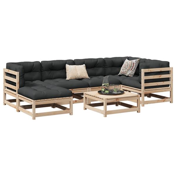 Grote foto vidaxl 7 delige loungeset met kussens massief grenenhout tuin en terras tuinmeubelen