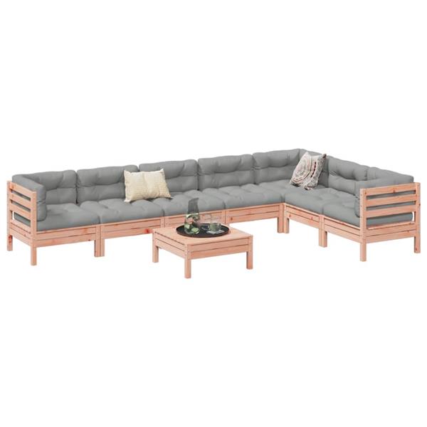Grote foto vidaxl 8 delige loungeset met kussens massief douglas vurenhout tuin en terras tuinmeubelen