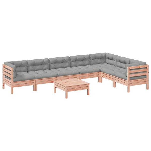 Grote foto vidaxl 8 delige loungeset met kussens massief douglas vurenhout tuin en terras tuinmeubelen