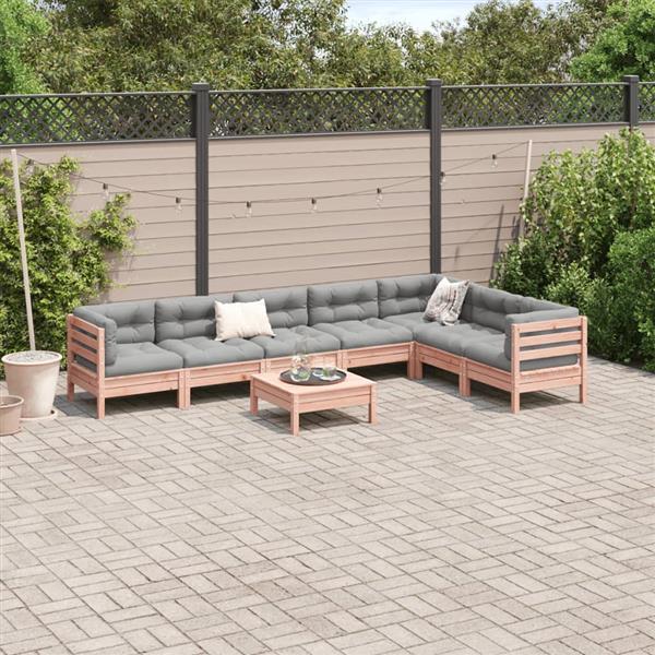 Grote foto vidaxl 8 delige loungeset met kussens massief douglas vurenhout tuin en terras tuinmeubelen