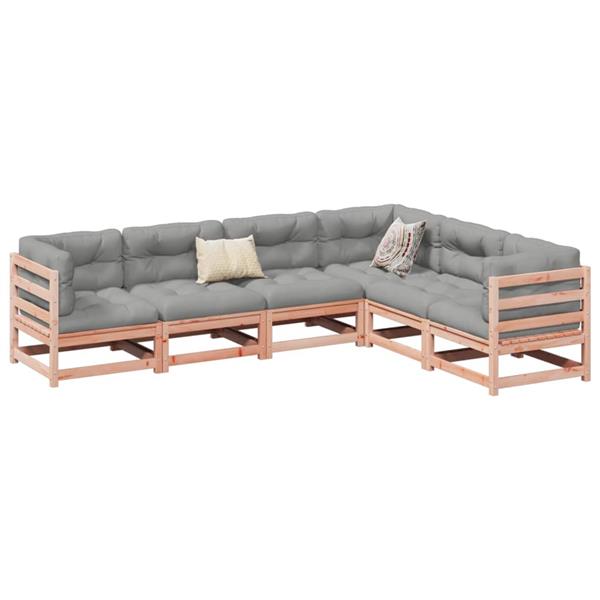 Grote foto vidaxl 6 delige loungeset met kussens massief douglas vurenhout tuin en terras tuinmeubelen