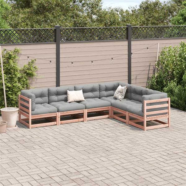 Grote foto vidaxl 6 delige loungeset met kussens massief douglas vurenhout tuin en terras tuinmeubelen