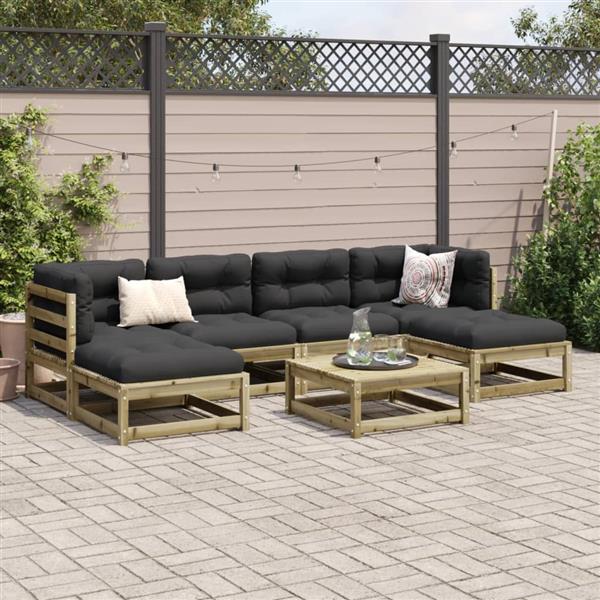 Grote foto vidaxl 7 delige loungeset met kussens ge mpregneerd grenenhout tuin en terras tuinmeubelen