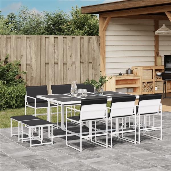 Grote foto vidaxl 11 delige tuinset met kussens textileen wit tuin en terras tuinmeubelen