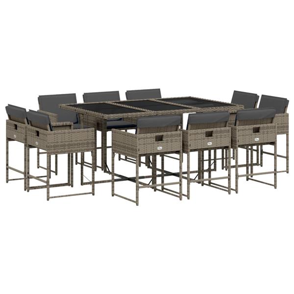 Grote foto vidaxl 11 delige tuinset met kussens poly rattan grijs tuin en terras tuinmeubelen