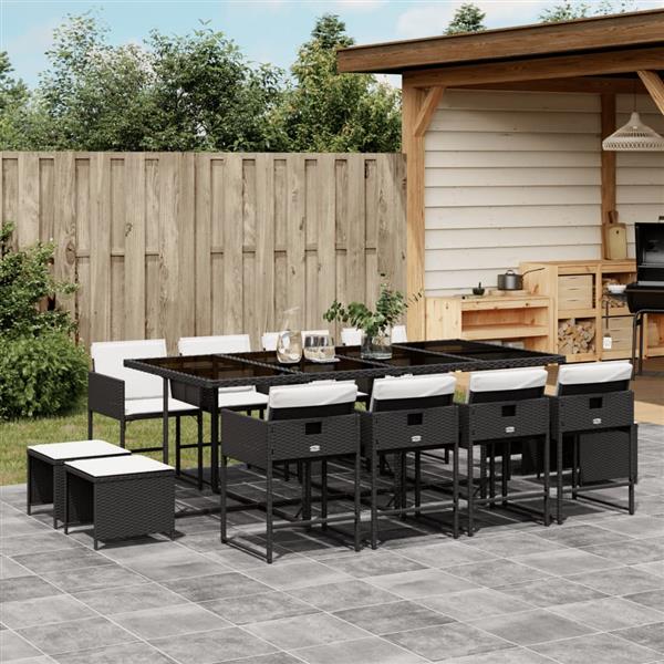 Grote foto vidaxl 13 delige tuinset met kussens poly rattan zwart tuin en terras tuinmeubelen