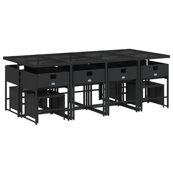 Grote foto vidaxl 13 delige tuinset met kussens poly rattan zwart tuin en terras tuinmeubelen