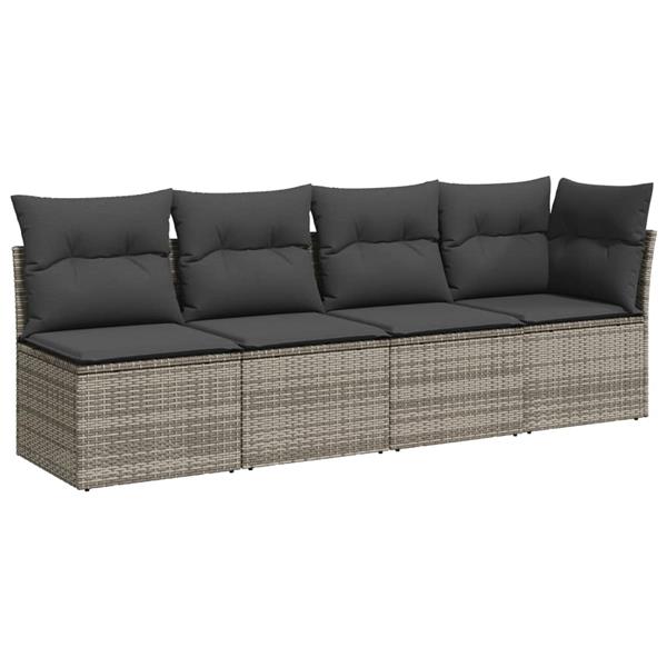 Grote foto vidaxl 7 delige loungeset met kussens poly rattan grijs tuin en terras tuinmeubelen