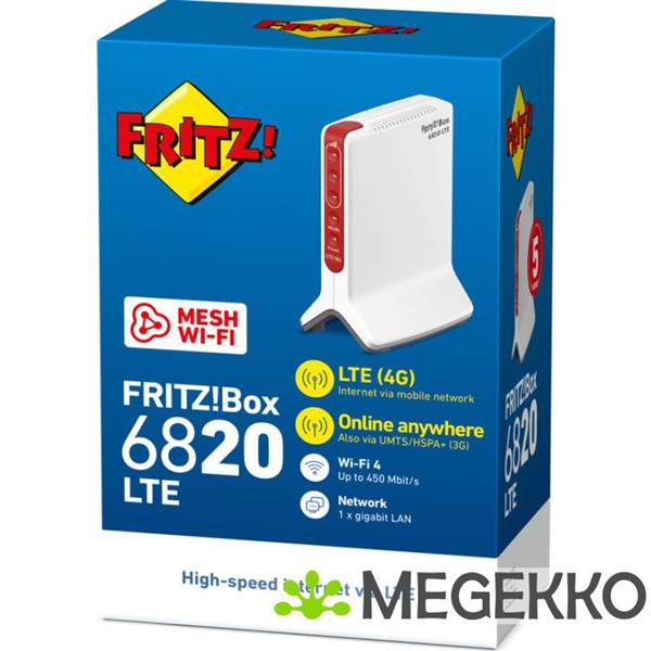 Grote foto avm fritz box 6820 lte v4 gigabit ethernet single band 2.4 ghz 4g router computers en software netwerkkaarten routers en switches