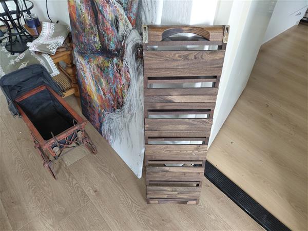Grote foto vintage houten wandrek antiek en kunst woonaccessoires