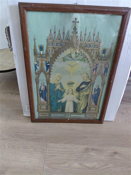 Grote foto vintage schilderij op doek van heiligen antiek en kunst religie