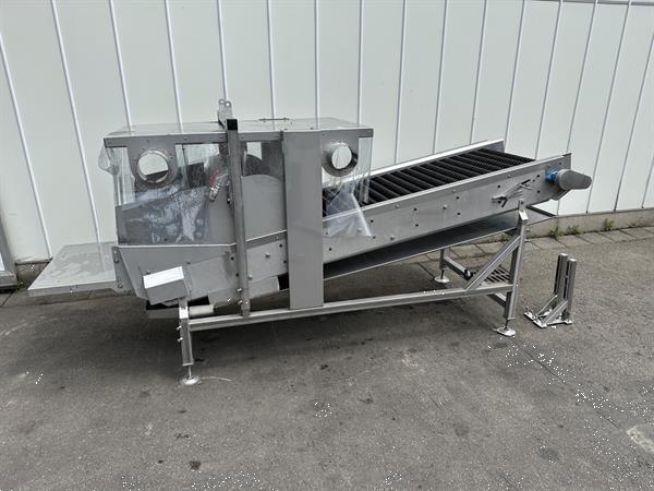 Grote foto rollenleesband rvs 270 x 70 cm voor het wassen of ontsmetten van product agrarisch tuinbouw