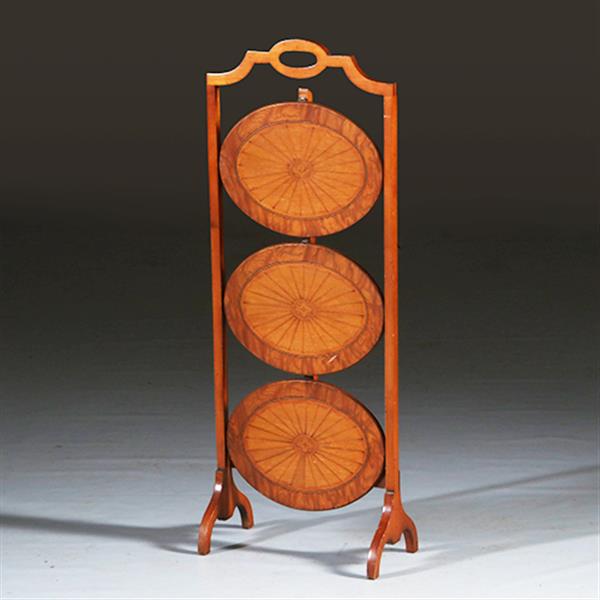 Grote foto cake stand in satijnhout ingelegd met zonmotief ca. 1920 no.301885 antiek en kunst stoelen en banken