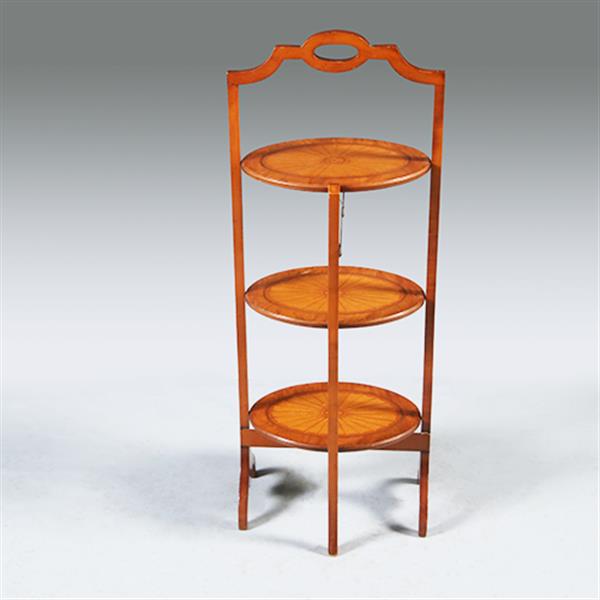 Grote foto cake stand in satijnhout ingelegd met zonmotief ca. 1920 no.301885 antiek en kunst stoelen en banken