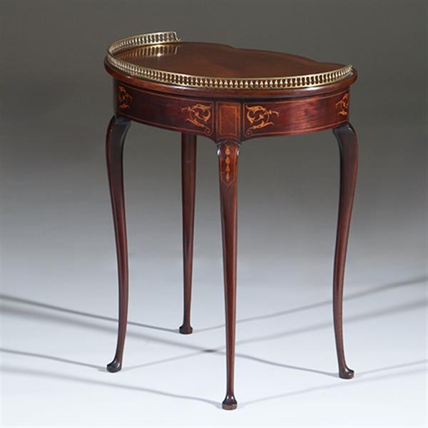 Grote foto niervormig latafeltje klein schrijftafeltje frankrijk ca 1900 met lade inlegwerk en gegoten bronzen antiek en kunst stoelen en banken