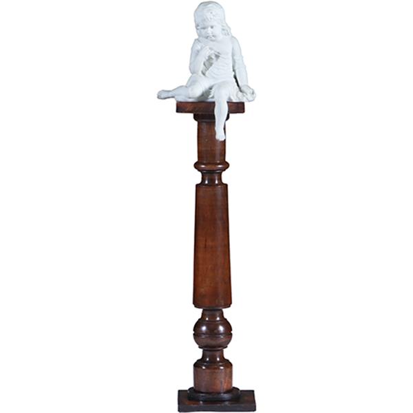 Grote foto strakke eenvoudige piedestal of zuil ca 1900 in fraai doorleefde kleur no.301825 antiek en kunst stoelen en banken