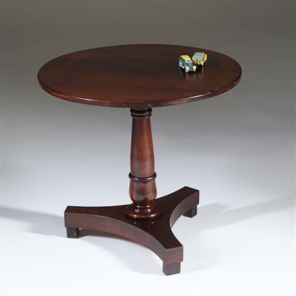 Grote foto ronde biedermeier salontafeltje in mahonie ca. 1830 no.301815 antiek en kunst stoelen en banken