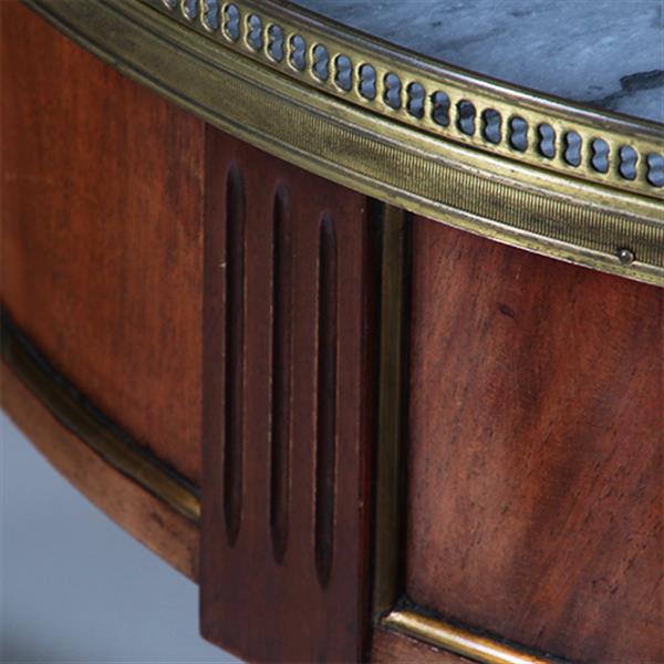 Grote foto bouillotte tafel met twee laden en twee tirettes ca 1910 bronzen randje no.301805 antiek en kunst stoelen en banken