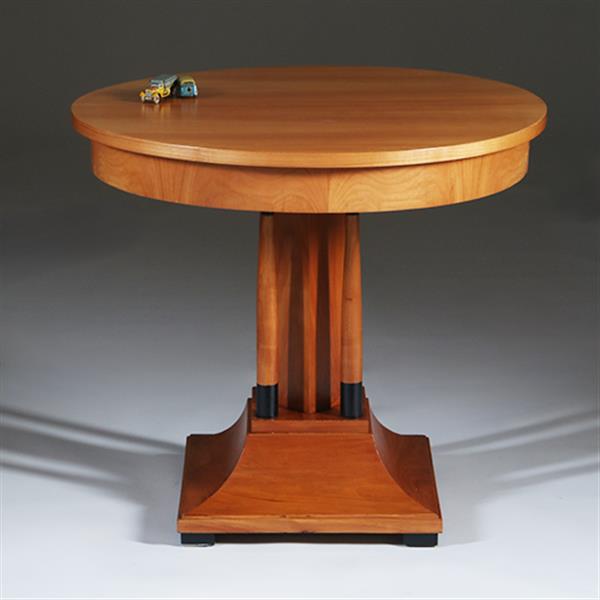 Grote foto art deco salontafel in blond kersen met zwart gelakte details ca 1915 no.301810 antiek en kunst stoelen en banken