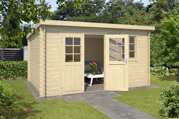 Grote foto blokhut amira 380x230 onbehandeld vuren tuin en terras tuinhuisjes en blokhutten