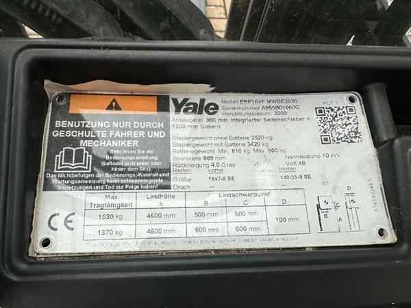 Grote foto vs 22261 elektrische triplex heftruck yale 4560mm sideshift accu2020 agrarisch heftrucks