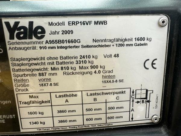 Grote foto vs 22261 elektrische triplex heftruck yale 4560mm sideshift accu2020 agrarisch heftrucks