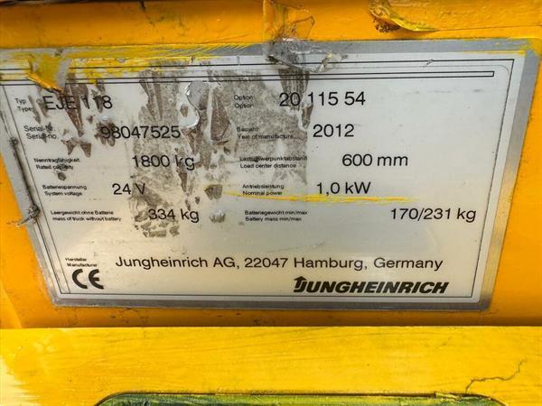 Grote foto vs 22263 elektrische palletwagen jungheinrich eje118 doe het zelf en verbouw hefwerktuigen