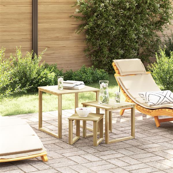 Grote foto vidaxl 3 delige ligbed tafel set van massief vurenhout tuin en terras tuinmeubelen