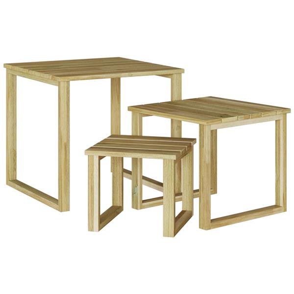 Grote foto vidaxl 3 delige ligbed tafel set van massief vurenhout tuin en terras tuinmeubelen