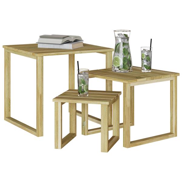 Grote foto vidaxl 3 delige ligbed tafel set van massief vurenhout tuin en terras tuinmeubelen