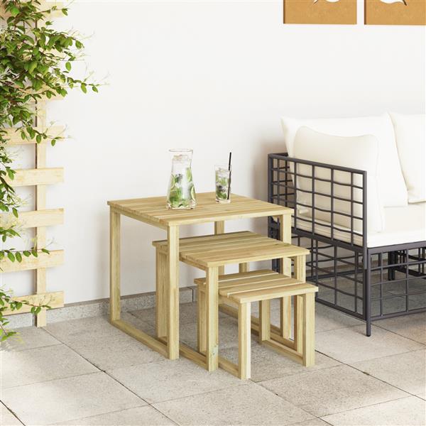 Grote foto vidaxl 3 delige ligbed tafel set van massief vurenhout tuin en terras tuinmeubelen