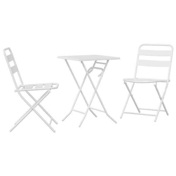 Grote foto vidaxl 3 delige vouw bistro set wit staal tuin en terras tuinmeubelen
