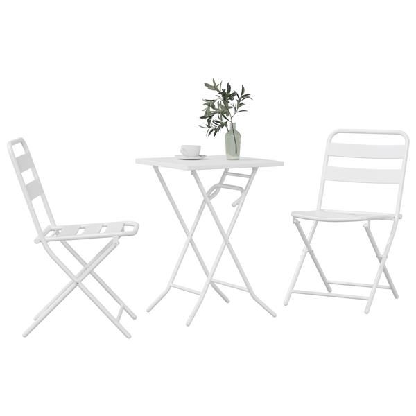 Grote foto vidaxl 3 delige vouw bistro set wit staal tuin en terras tuinmeubelen