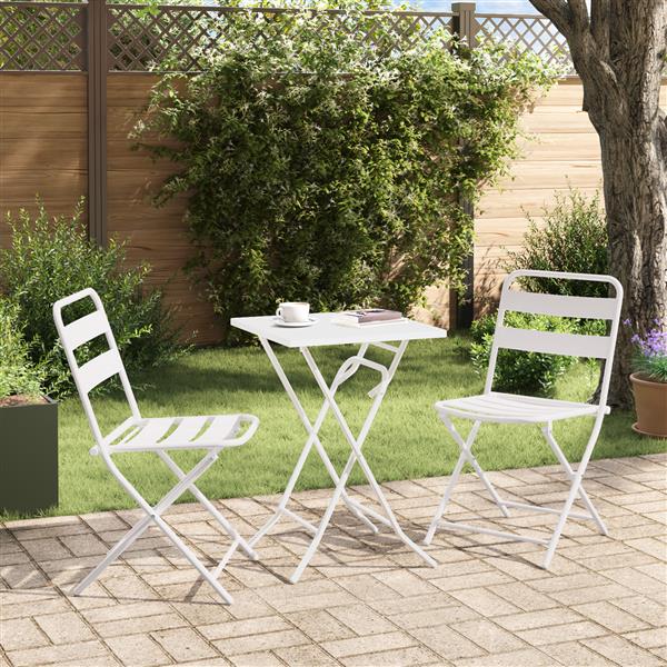 Grote foto vidaxl 3 delige vouw bistro set wit staal tuin en terras tuinmeubelen