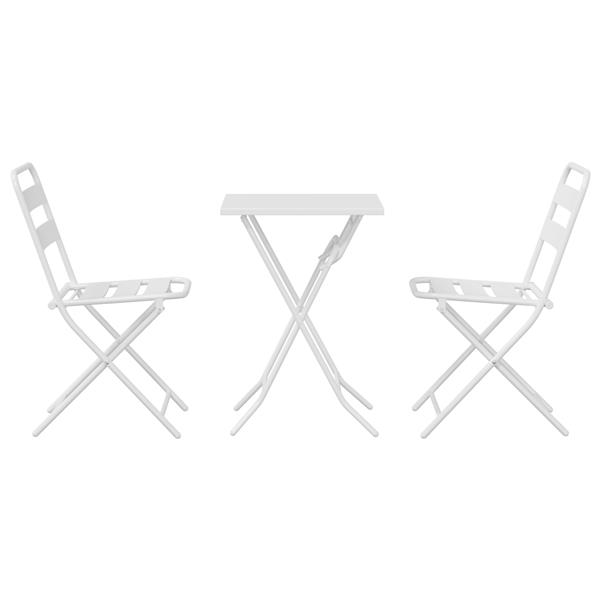 Grote foto vidaxl 3 delige vouw bistro set wit staal tuin en terras tuinmeubelen