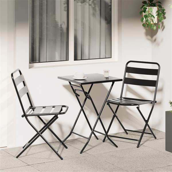 Grote foto vidaxl 3 delige opvouwbare bistro set in anthraciet staal tuin en terras tuinmeubelen
