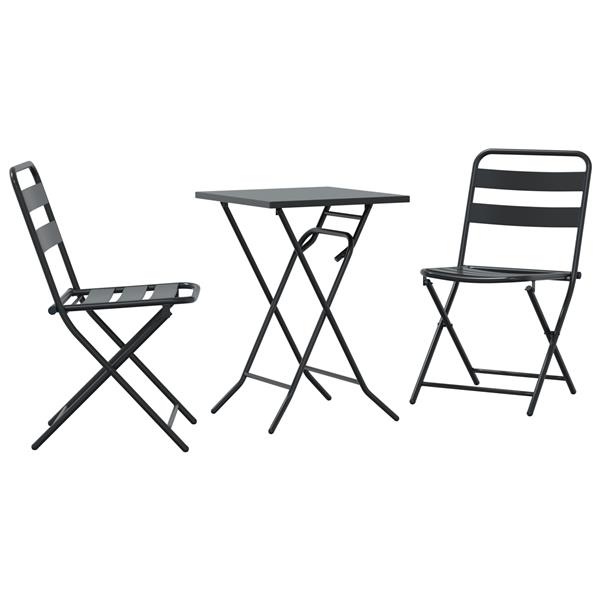 Grote foto vidaxl 3 delige opvouwbare bistro set in anthraciet staal tuin en terras tuinmeubelen