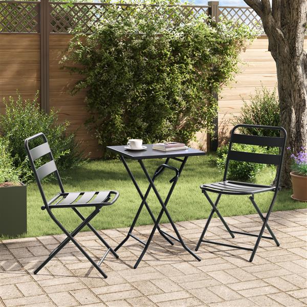 Grote foto vidaxl 3 delige opvouwbare bistro set in anthraciet staal tuin en terras tuinmeubelen