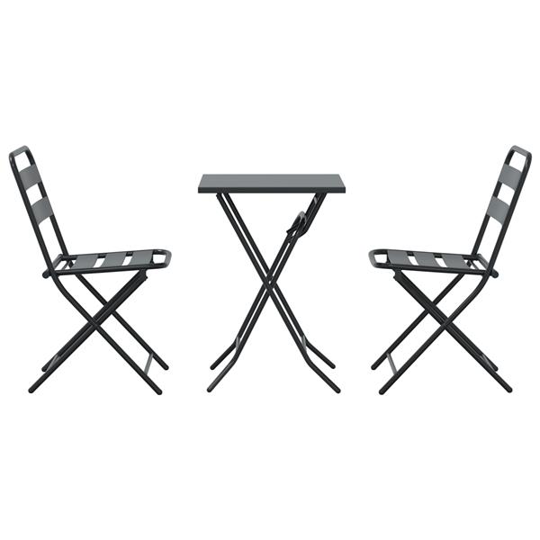 Grote foto vidaxl 3 delige opvouwbare bistro set in anthraciet staal tuin en terras tuinmeubelen