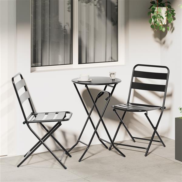Grote foto vidaxl 3 delige opvouwbare bistro set anthraciet staal tuin en terras tuinmeubelen