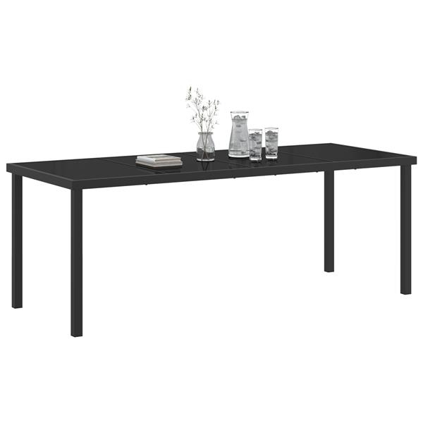 Grote foto vidaxl tuintafel 200x80x73 cm gehard glas zwart tuin en terras tuinmeubelen